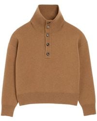Ami Paris - High Buttoned Collar Wool Sweater - Lyst