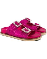 Inuovo - Sequin-Embellished Crystal-Buckle Flat Sandals - Lyst
