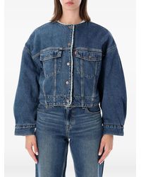 Levi's - Faux-Shearling-Trim Cropped Denim Jacket - Lyst