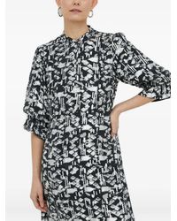 Bruuns Bazaar - Geometric-Print Puff-Sleeve Midi Dress - Lyst