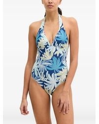 Marc O' Polo - Leaf-Print Halterneck Swimsuit - Lyst