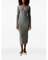 Twinset - Long Knit Dress With Crochet Collar - Lyst