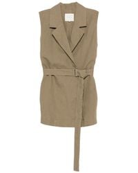 Xacus - Belted Sleeveless Jacket - Lyst
