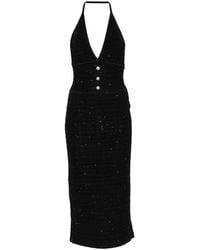 Alessandra Rich - Buttoned V-Neck Midi Dress - Lyst