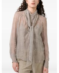 Barbara Bui - Blouse À Carreaux Et Col Noué - Lyst