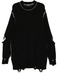 Nude:mm - Distressed Crew Neck Jumper - Lyst