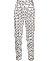 Elisabetta Franchi - Logo-Print Cropped Trousers - Lyst