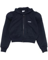 Vetements - Round Shoulder Zip Up Hoodie - Lyst
