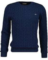 GANT - Cable-Knit Crew-Neck Sweater - Lyst