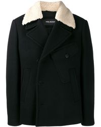 Neil Barrett Shearling Double Breasted Coat - Black