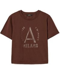 Twinset - T-Shirt With Laminated Logo Print - Lyst