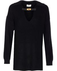 Elisabetta Franchi - V-Neck Wool-Blend Sweater - Lyst