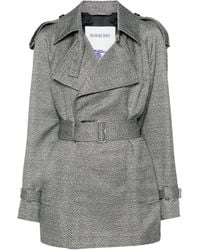 Burberry - Abrigo en jacquard con cinturón - Lyst