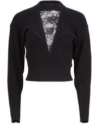 Fleur du Mal - Lace-Insert Cropped Sweater - Lyst