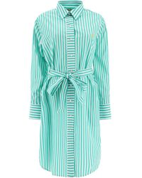 Ines De La Fressange Paris - Striped-Pattern Belted Midi Shirt Dress - Lyst
