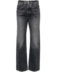 Amiri - Halbhohe Straight-Leg-Jeans mit Logo-Patch - Lyst