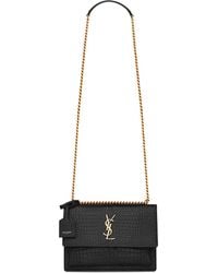 Saint Laurent - Medium Sunset Croc-embossed Leather Shoulder Bag - Lyst