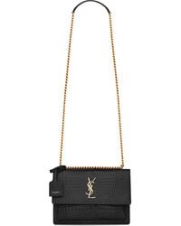 Saint Laurent - Medium Sunset Croc-embossed Leather Shoulder Bag - Lyst