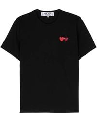 COMME DES GARÇONS PLAY - Double Burgendy Heart-Patch T-Shirt - Lyst