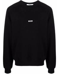 MSGM - Cotton Crewneck Sweatshirt With Printed Logo - Lyst