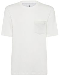 Brunello Cucinelli - T-Shirt mit aufgesetzter Tasche - Lyst