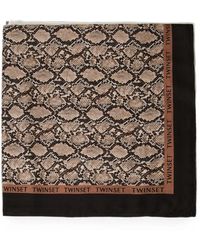 Twinset - Kefiah With Logo And Animal Print - Lyst