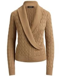 Ralph Lauren - Cable-Knit Shawl-Collar Sweater - Lyst