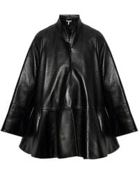 Loewe - Peplum Leather Coat - Lyst