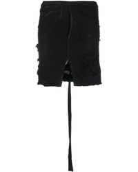 Rick Owens - Distressed Denim Mini Skirt - Lyst