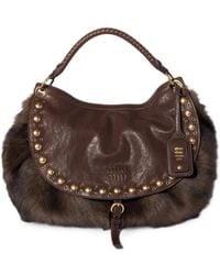 Miu Miu - Sac Rendez-Vous En Peau Lainée Et Cuir Nappa À Clous - Lyst