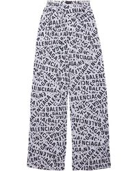 Balenciaga - Logo-print Wide-leg Trousers - Lyst