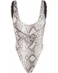 Philipp Plein - Monokini Python-Print Swimsuit - Lyst