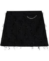 Ganni - Fringed Tweed Mini Skirt - Lyst