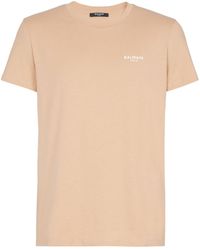 Balmain - T-Shirt mit beflocktem Logo - Lyst