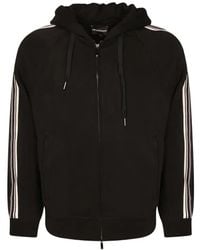 Emporio Armani - Stripe-Detail Zip-Up Hoodie - Lyst