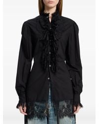 Ann Demeulemeester - Ruffled Lace-Trim Shirt - Lyst