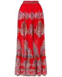 CAMILLA - Floral-Detail Tiered Maxi Skirt - Lyst