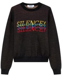 MSGM - Jersey Con Eslogan En Intarsia Y Cuello Redondo - Lyst