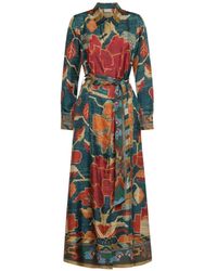 Pierre Louis Mascia - Aloe Belted Tapestry-Print Maxi Shirt Dress - Lyst