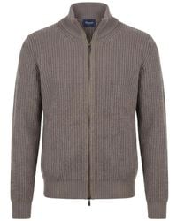 Drumohr - Ribbed-Knit Zip-Up Sweater - Lyst