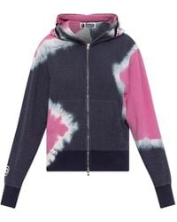 A Bathing Ape - Felpa Con Fantasia Tie Dye, Cappuccio E Dettaglio Squalo - Lyst