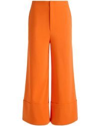 Alice + Olivia - Andra Wide-Leg Cropped Cotton-Blend Trousers - Lyst