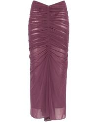 Mugler - Ruched Mesh Maxi Skirt - Lyst
