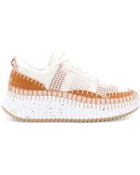 Chloé - Nama Textured-Sole Lace-Up Sneakers - Lyst