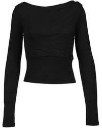 BOHEMSEO - Twisted Ribbed Blouse - Lyst