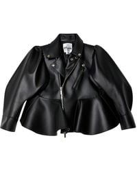Noir Kei Ninomiya - Peplum Faux-leather Jacket - Lyst