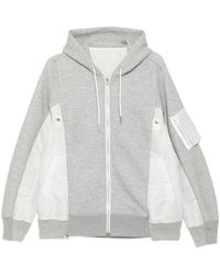 Sacai - Panelled Zip-Up Hoodie - Lyst