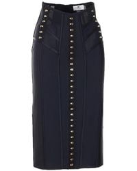 Elisabetta Franchi - Midi-Rok Met Haak-Applicatie - Lyst