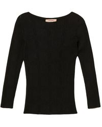 Twinset - Ribbed Jumper With Check Pattern - Lyst