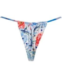 Agua Bendita - Crystal-Embellished Floral Bikini Bottoms - Lyst